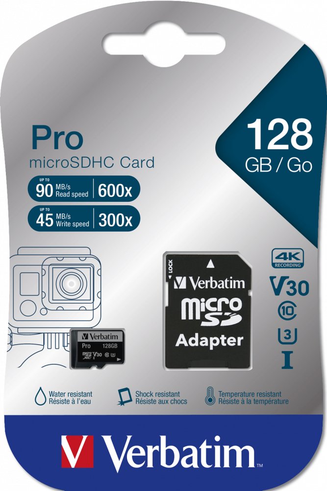 Verbatim Microsdxc Pro     128gb Class 10 Uhs-I Incl Adapter