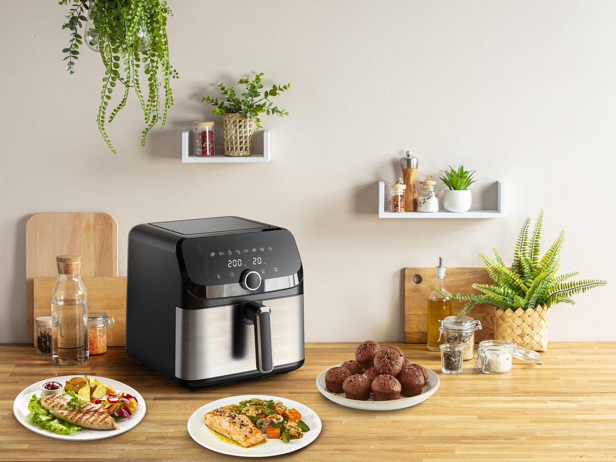 Freidora Tefal Easy Fry Mega Ey855d10 Sencillo 7,5 L Independiente 2020 W Freidora De Aire Caliente Negro, Acero Inoxidable