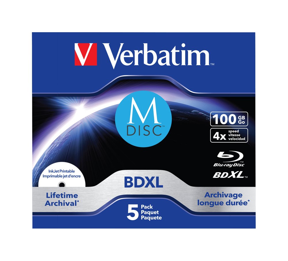 1x5 Verbatim M-Disc Bd-R Blu-Ray 100gb 4x Speed Inkjet Print. Jc