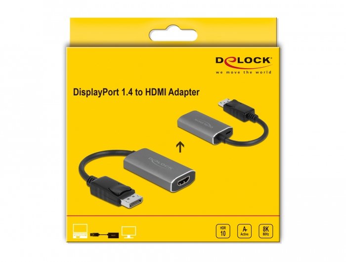 Delock Adaptador Activo Displayport 1.4 A Hdmi 8k Con Función Hdr