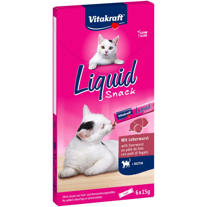 Vitakraft Snack Líquido De Hígado Con Biotina Un Premio Para Gatos - 6x15 G