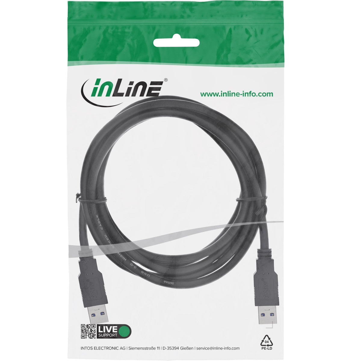Cable Inline Usb 3.0 Tipo A Macho A A Macho Negro 3m