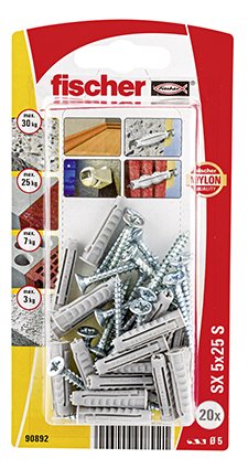 Blister Taco+Tornillo Sx Ø5x25mm Sk Nv 20 Unid. 567826 Fischer