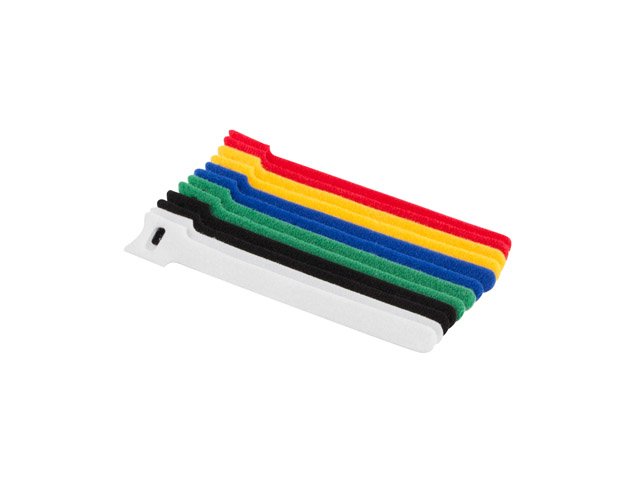 Paquete De 12 Tiras De Velcro Lanberg Org01-Mt150-Mc6 Para Organizar Cables 12mm*15cm Colores Blanco/Negro/Verde/Azul/Amarillo/Rojo
