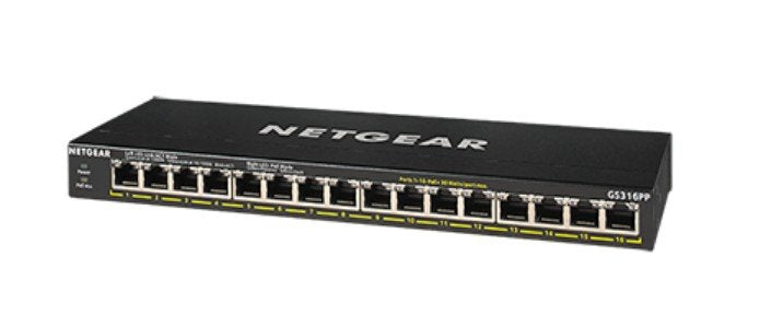 Netgear Gs316pp Switch No Administrado Gigabit Ethernet (10/100/1000) Negro Energía Sobre Ethernet (Poe)