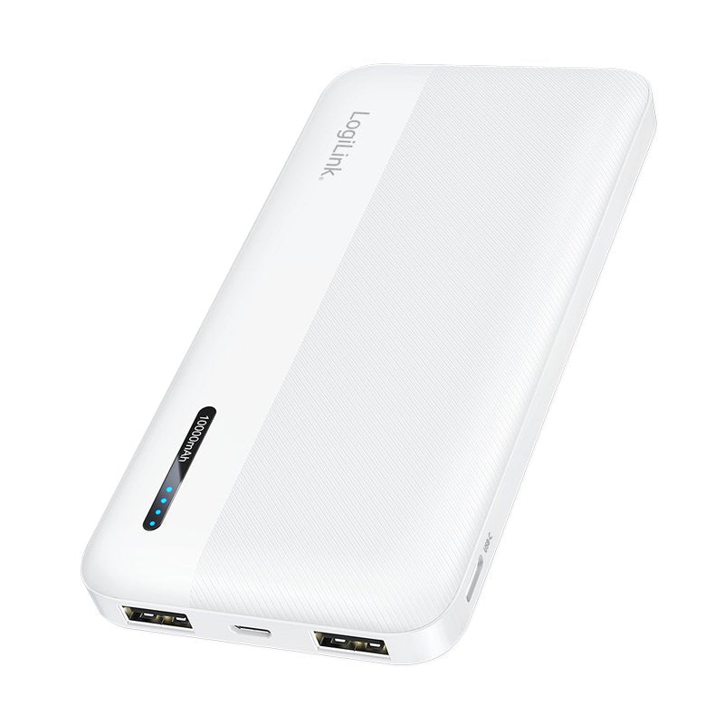 Logilink Mobile Power Bank, Lipo, 10.000 Mah, Usb-C In Out, Blanco