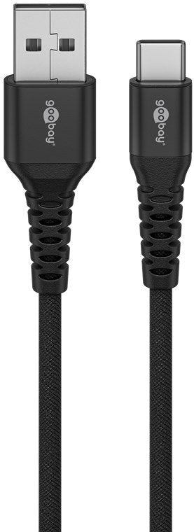 Goobay Cable Textil Supersoft Usb 2.0, Conector Usb-A > Conector Usb-C Negro, 2 Metros 74527