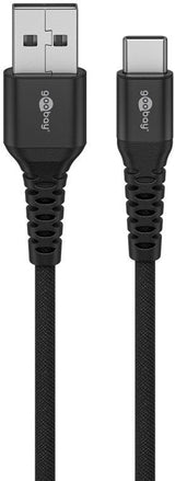 Goobay Cable Textil Supersoft Usb 2.0, Conector Usb-A > Conector Usb-C Negro, 1 Metro 74526