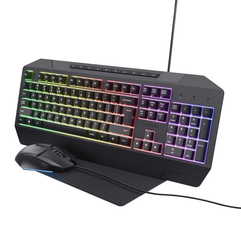 Teclado Trust Gxt 791 De Membrana Completo Con Retroiluminación Rgb Y Pack Gaming