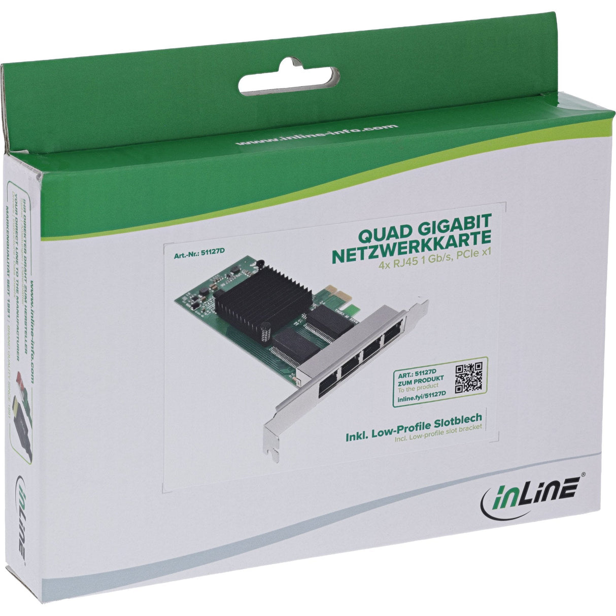 Inline Quad Gigabit Tarjeta De Red - 4x Rj45 1 Gb/S - Pcie X1