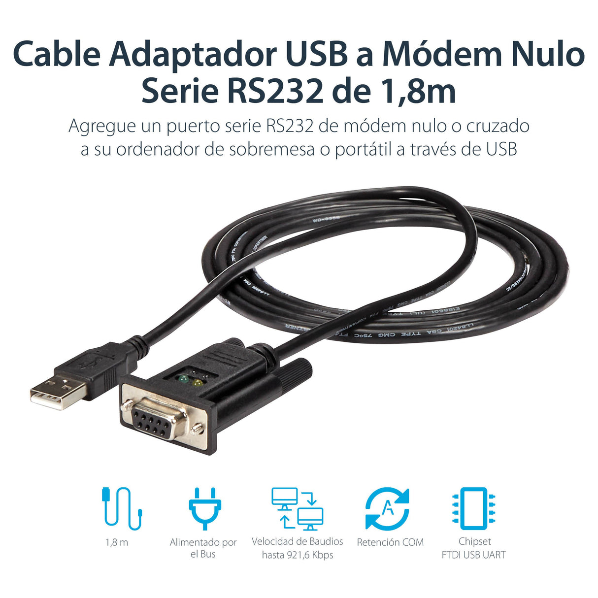 EAN 0065030846837 - StarTech.com ICUSB232FTN cable de serie Negro 1,7 m USB tipo A DB-9 imagen 6
