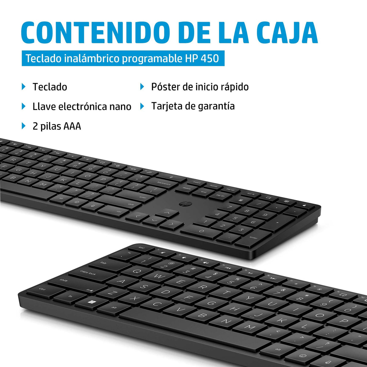 EAN 0196188162187 - HP 450 BLK Programmable Wireless Keyboard teclado RF inalámbrica + USB Negro imagen 3