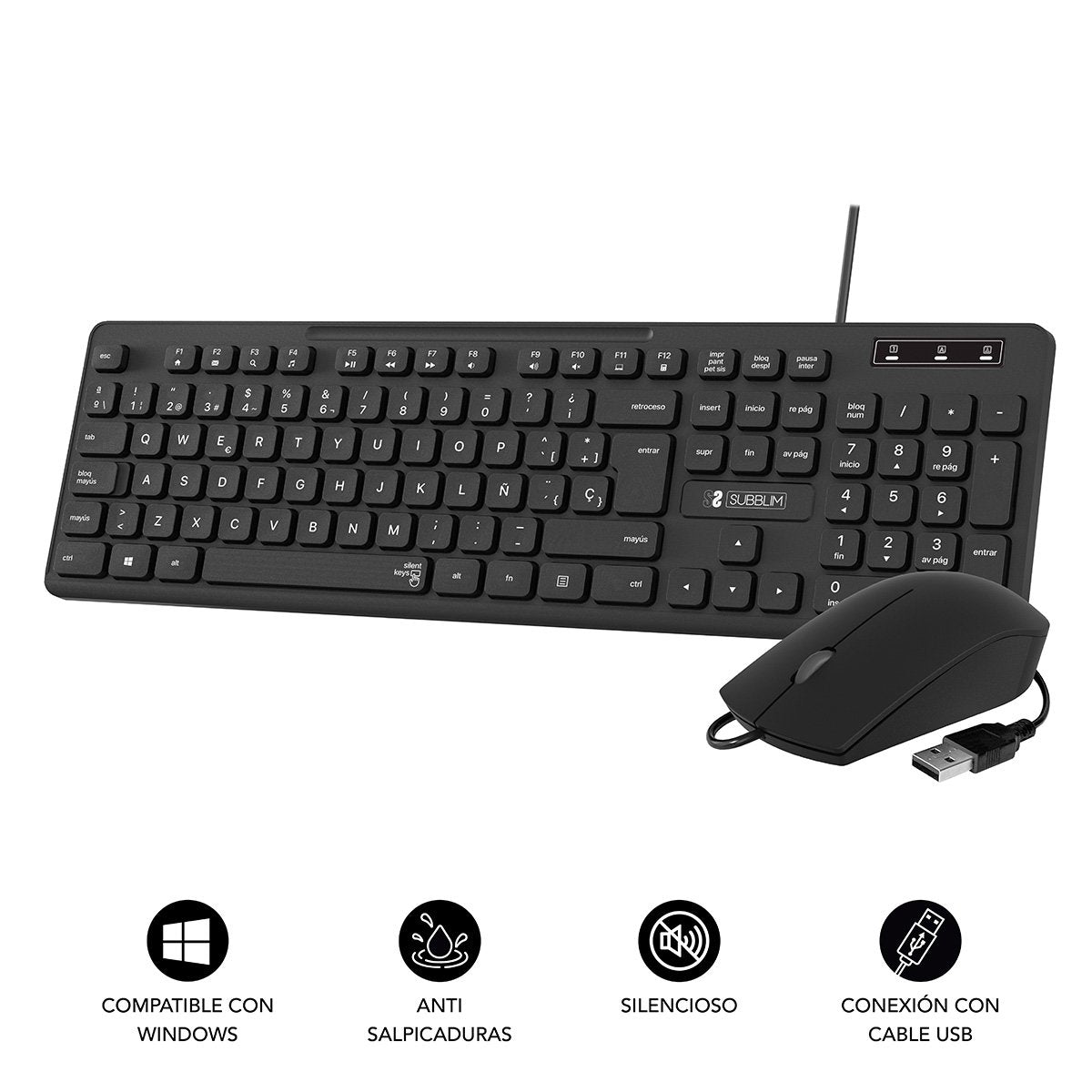 Teclado Y Ratón Subblim Combo Business Cssk01 Negro