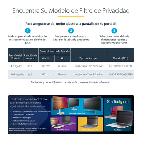 EAN 65030901987 - StarTech.com 156G-PRIVACY-SCREEN filtro para monitor 39,6 cm (15.6") Portátil Filtro de privacidad para pan imagen 11