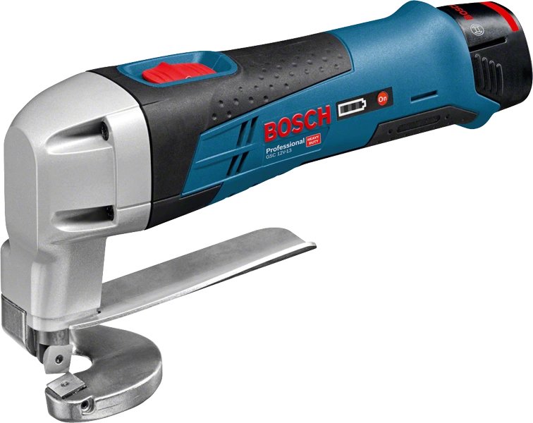 Tijeras De Hojalatero A Batería Bosch Professional Gsc 12v-13 Professional, 12 Voltios Azul/Negro, Batería De Ion De Litio 2,0 Ah, En L-Boxx 601926108