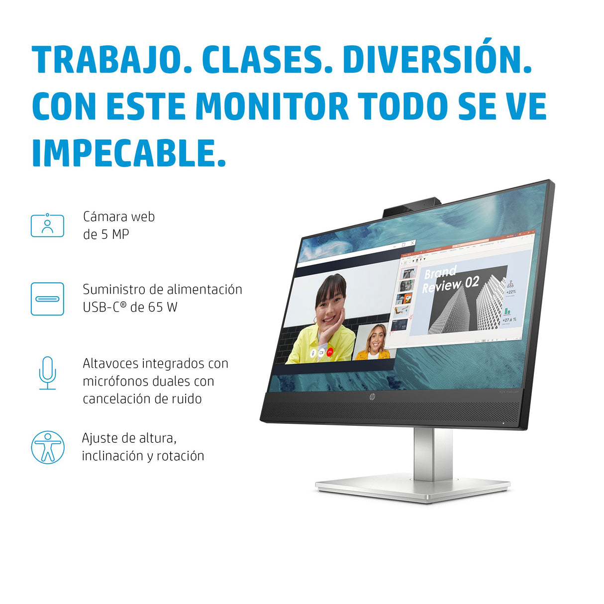 EAN 5715063337707 - HP E24m G4 pantalla para PC 60,5 cm (23.8") 1920 x 1080 Pixeles Full HD Negro, Plata imagen 12
