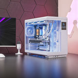 Caja Pc  Atx Mars Gaming Mc-Revpro Pantalla Lcd 4.3" Cristal Templado 4x Ventiladores Argb Blanco