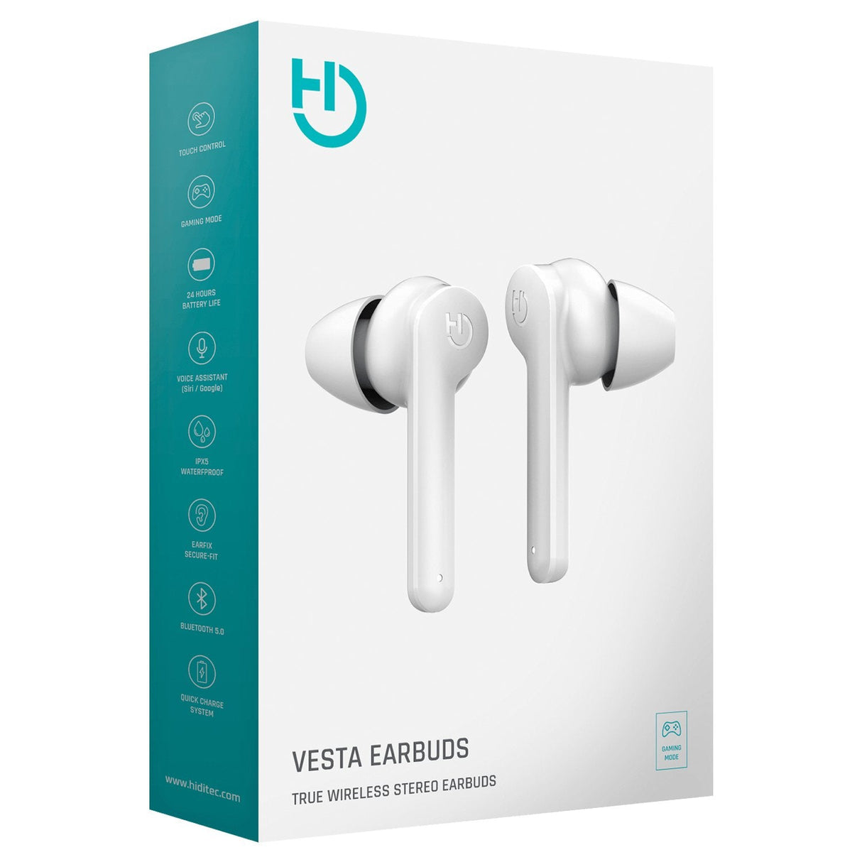 Auriculares Bluetooth Hiditec Vesta Con Estuche De Carga Autonomía 8h Blancos
