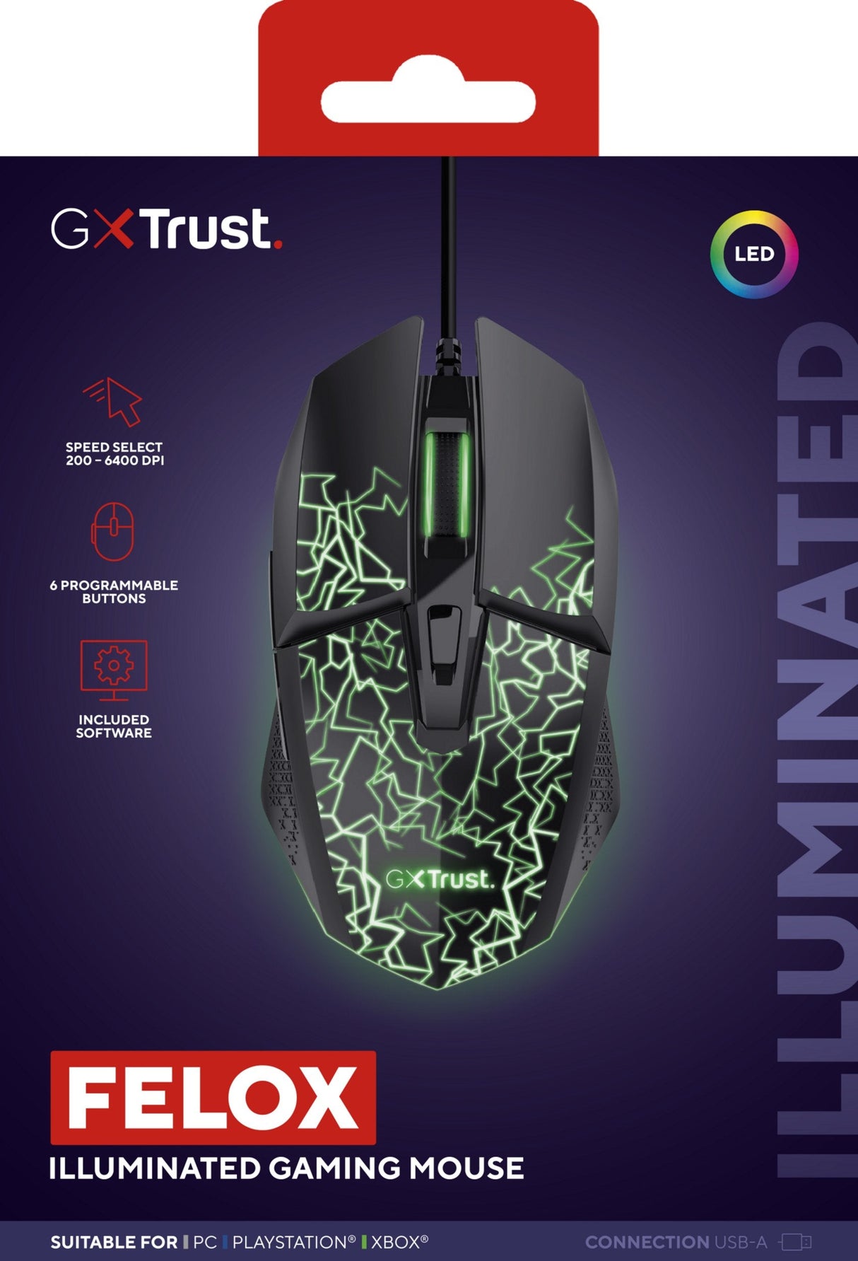 Ratón Gaming Trust Gaming Gxt 113 Felox 25749 Hasta 6400 Dpi