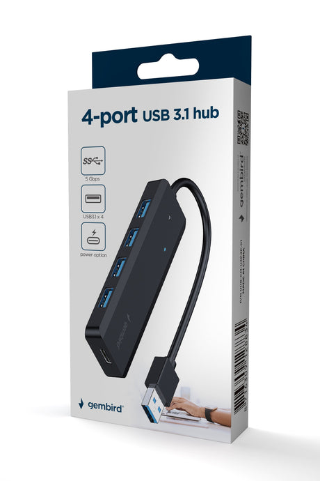 EAN 8716309128858 - Gembird UHB-U3P4P-02 hub de interfaz USB 3.2 Gen 1 (3.1 Gen 1) Type-A 5000 Mbit/s Negro imagen 4