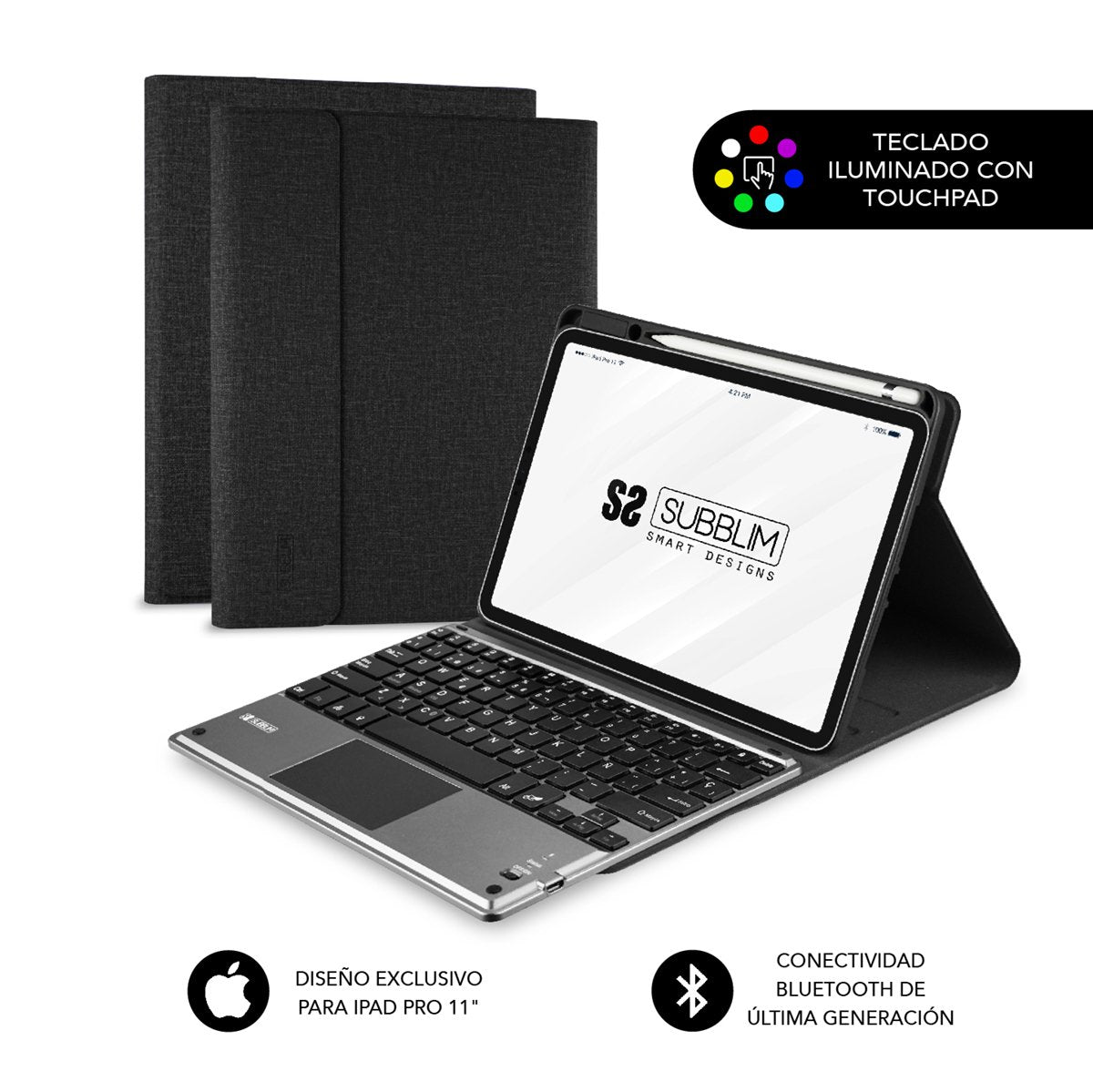 Funda + Teclado Tablet Ipad Pro Bluetooth 11'' Touchpad Black Subblim