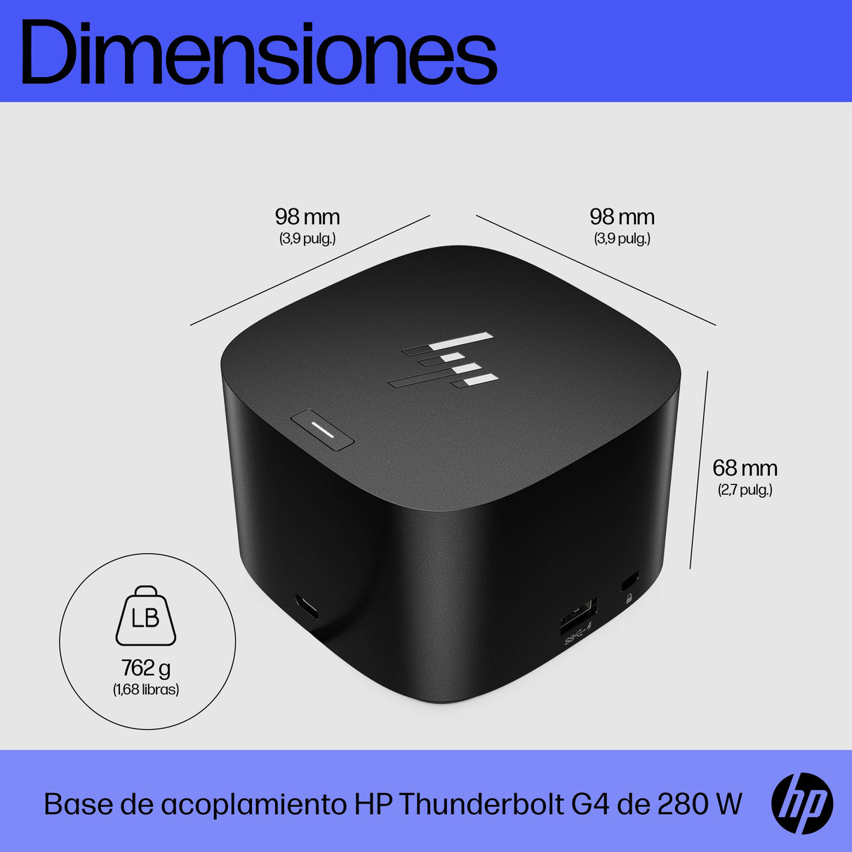 EAN 0196068757984 - HP Thunderbolt 280W G4 Dock w/Combo Cable Alámbrico Thunderbolt 4 Negro imagen 4