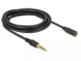 Delock Klinkenverlängerungscable 3,5 Mm 4 Pin Stecker Zu Buchse 3 M Schwarz