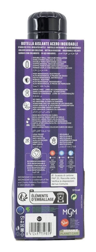 EAN 8412497759859 - Stor 75985 bidón de agua Uso diario 515 ml Acero inoxidable Negro, Púrpura imagen 3