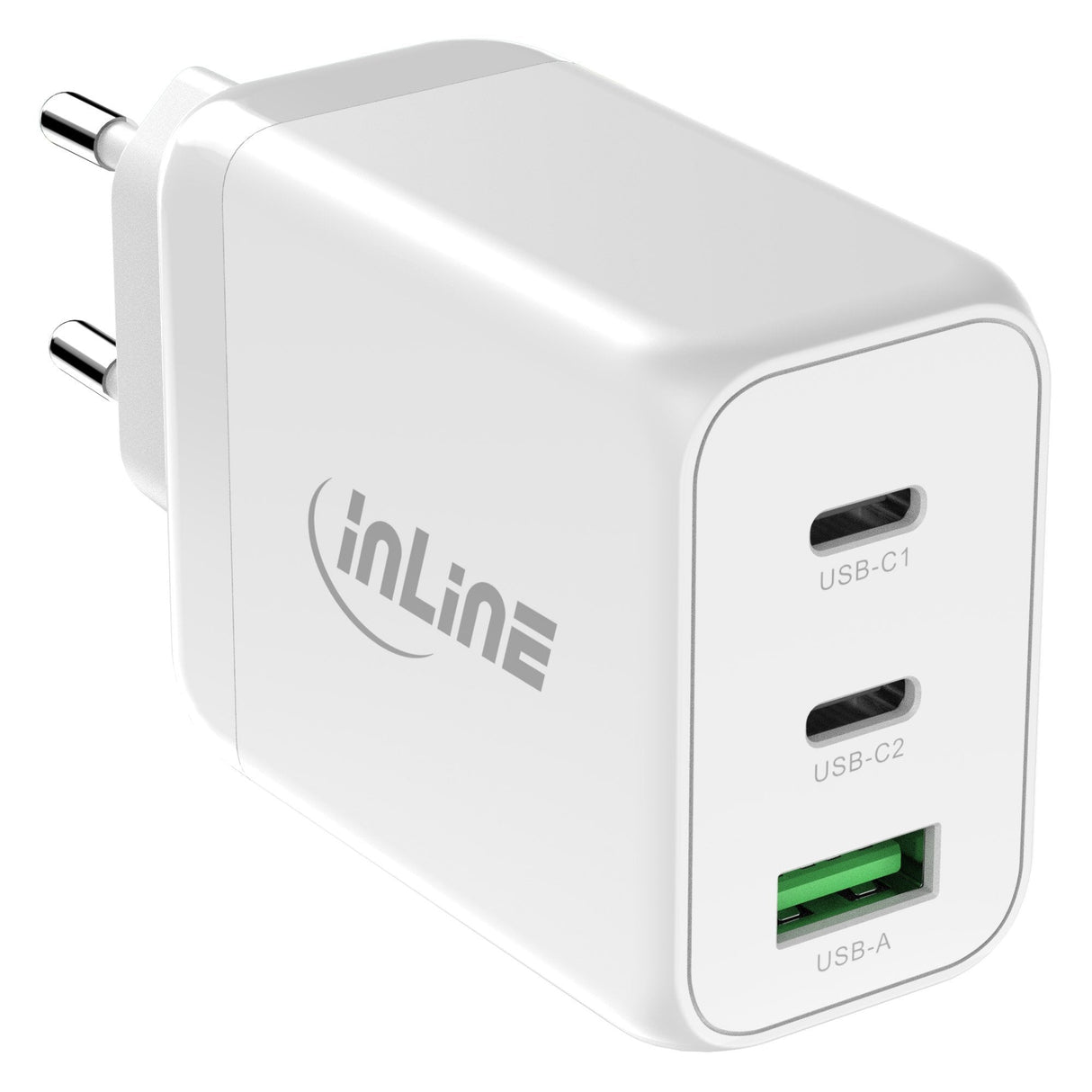 Inline® Usb Pd Power Supply, Gan Charger, 3-Port, Dual Usb-C+Usb-A, 65w, White
