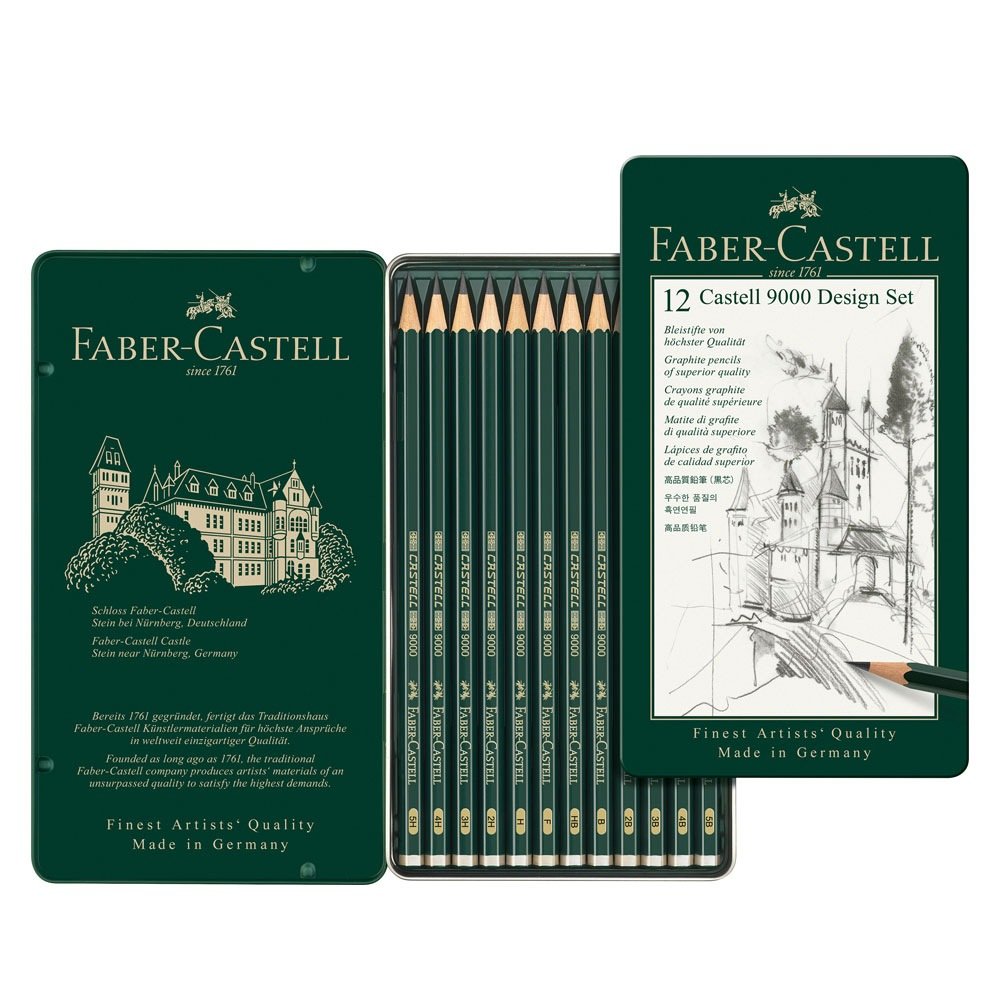 Faber Castell Lápices De Dibujo 5b-5h 9000 Design Set 12 En Estuche Metálico