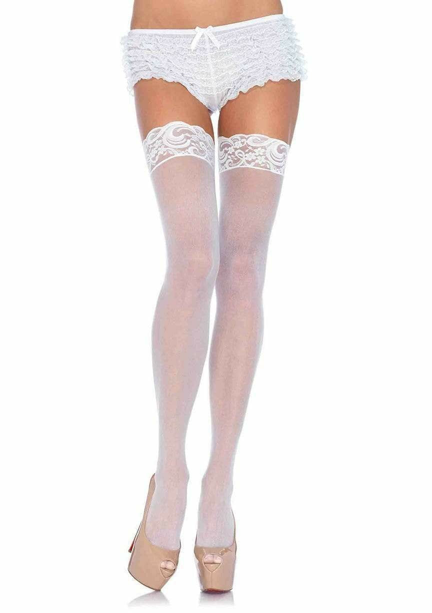 Leg Avenue - Medias Altas Blancas Talla Grande