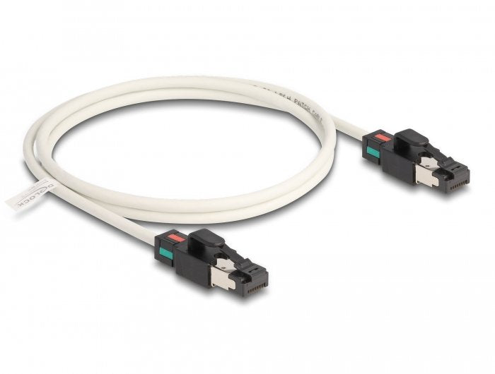 Delock Cable De Red Rj45 Macho A Macho Cat.6a S/Ftp Con Clips De Color Giratorios De 1 M, Blanco