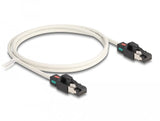 Delock Cable De Red Rj45 Macho A Macho Cat.6a S/Ftp Con Clips De Color Giratorios De 1 M, Blanco