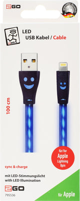 Cable De Carga Usb 2go Sw Con Iluminación Led Azul De 100cm De Luz.