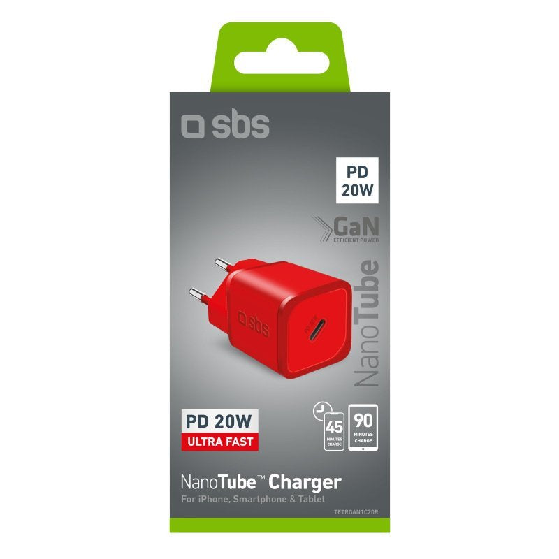 Sbs Mini Cargador Gan Usb-C Pd 20w Rojo