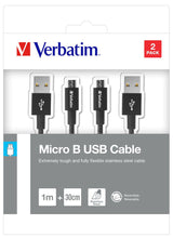 Verbatim Micro Usb -> Usb B 1x 100cm, 1x 30cm Negro