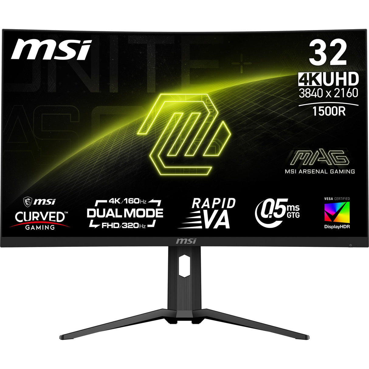 Monitor  Gaming Msi Mag 321cupdfde 31.5 "Negro, Ultrahd/4k, Rápido, Va, Curvado, Dual Modo 160/320 Hz, Usb-C, Panel De 320hz 9s6-3dc54a-032