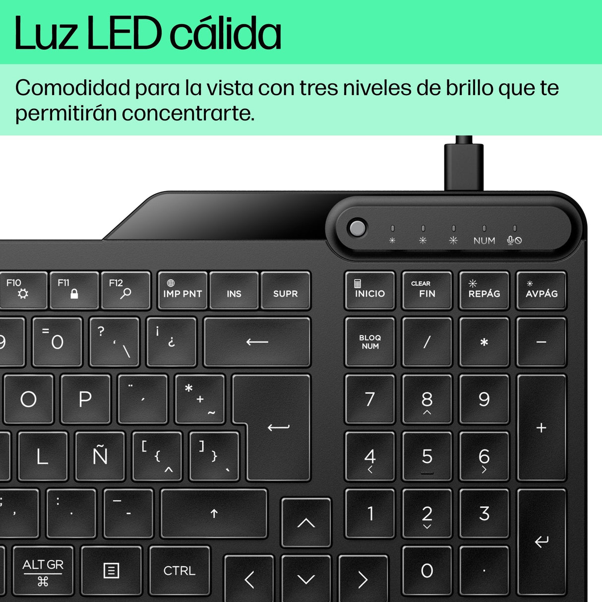Teclado Con Cable Retroiluminado Hp 400, Teclado Negro, Aleman, Émbolo 7n7c0aa#Abd