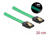 Delock Sata 6 Gb/S Cable Uv Leuchteffekt Verde 20 Cm