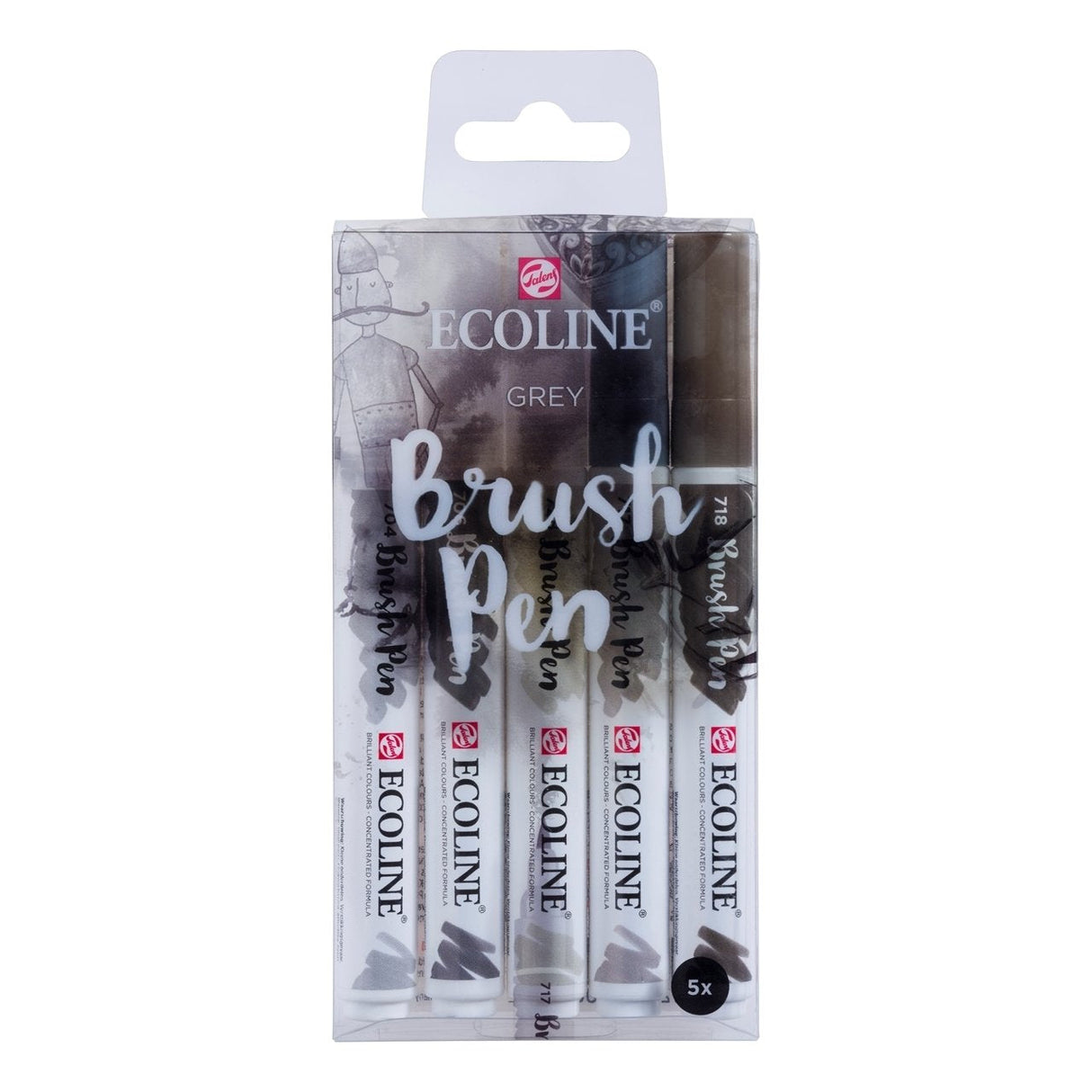 Talens Ecoline Rotuladores Brush Pen Punta Pincel Estuche De 5 Gris
