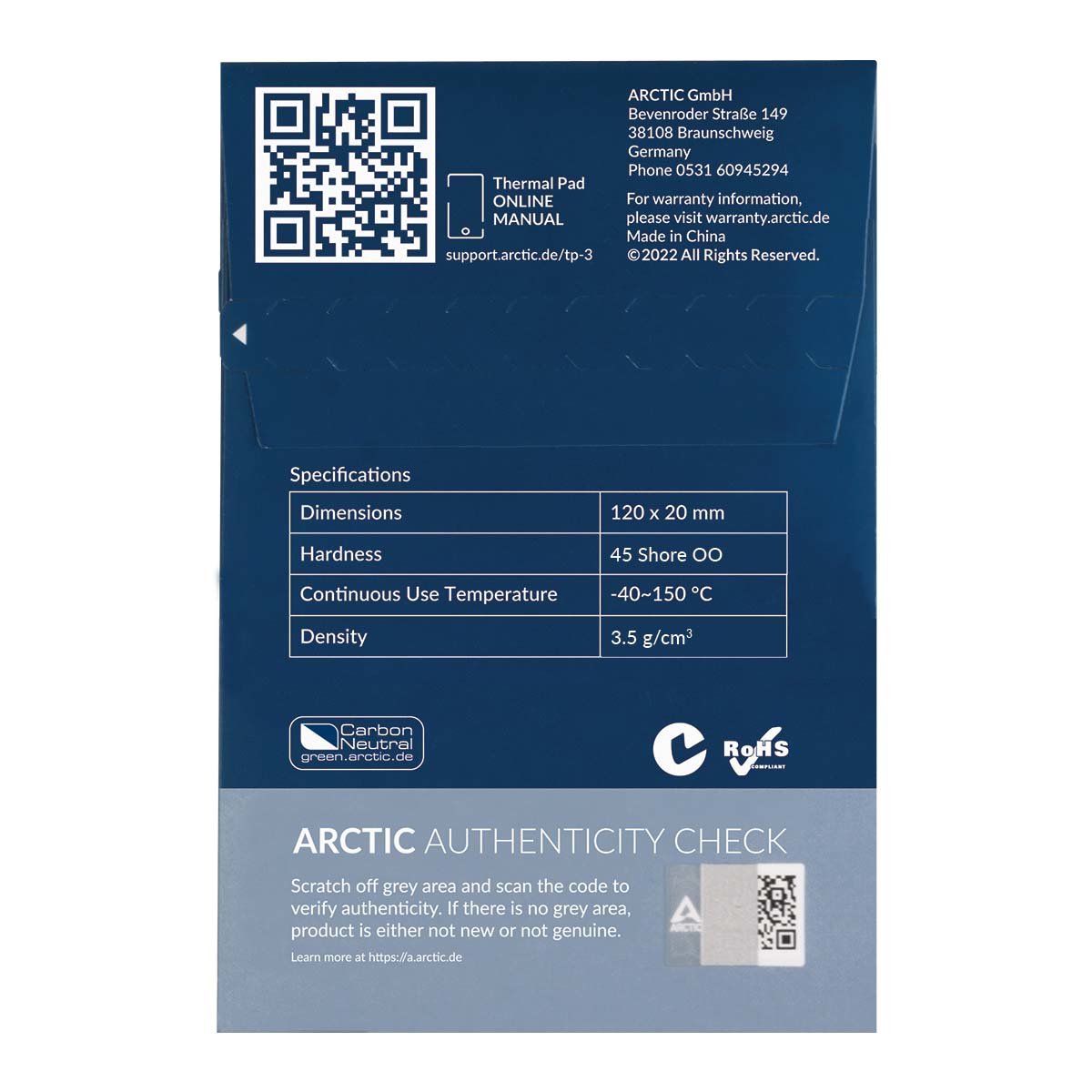 Arctic Thermal Pad Tp-3 120x20mm, T:1.5mm, Pack De 4pcs