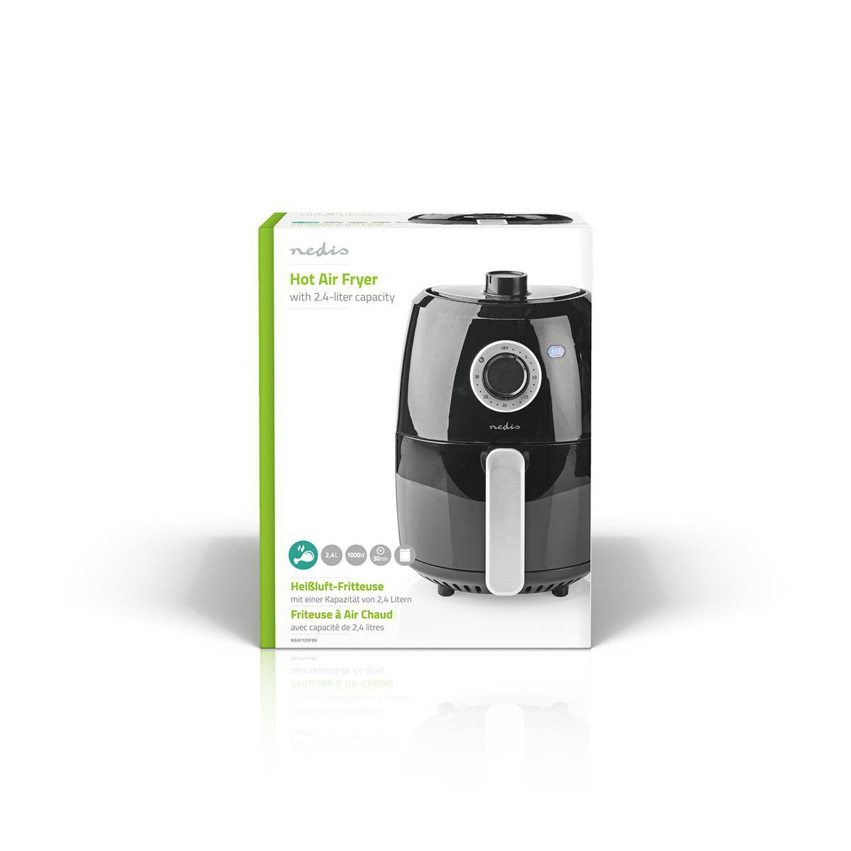 Nedis Freidora De Aire Caliente  2.4 L  Minutero: 30 Min  Analogico/Negro