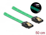 Delock Sata 6 Gb/S Cable Uv Leuchteffekt Verde 50 Cm