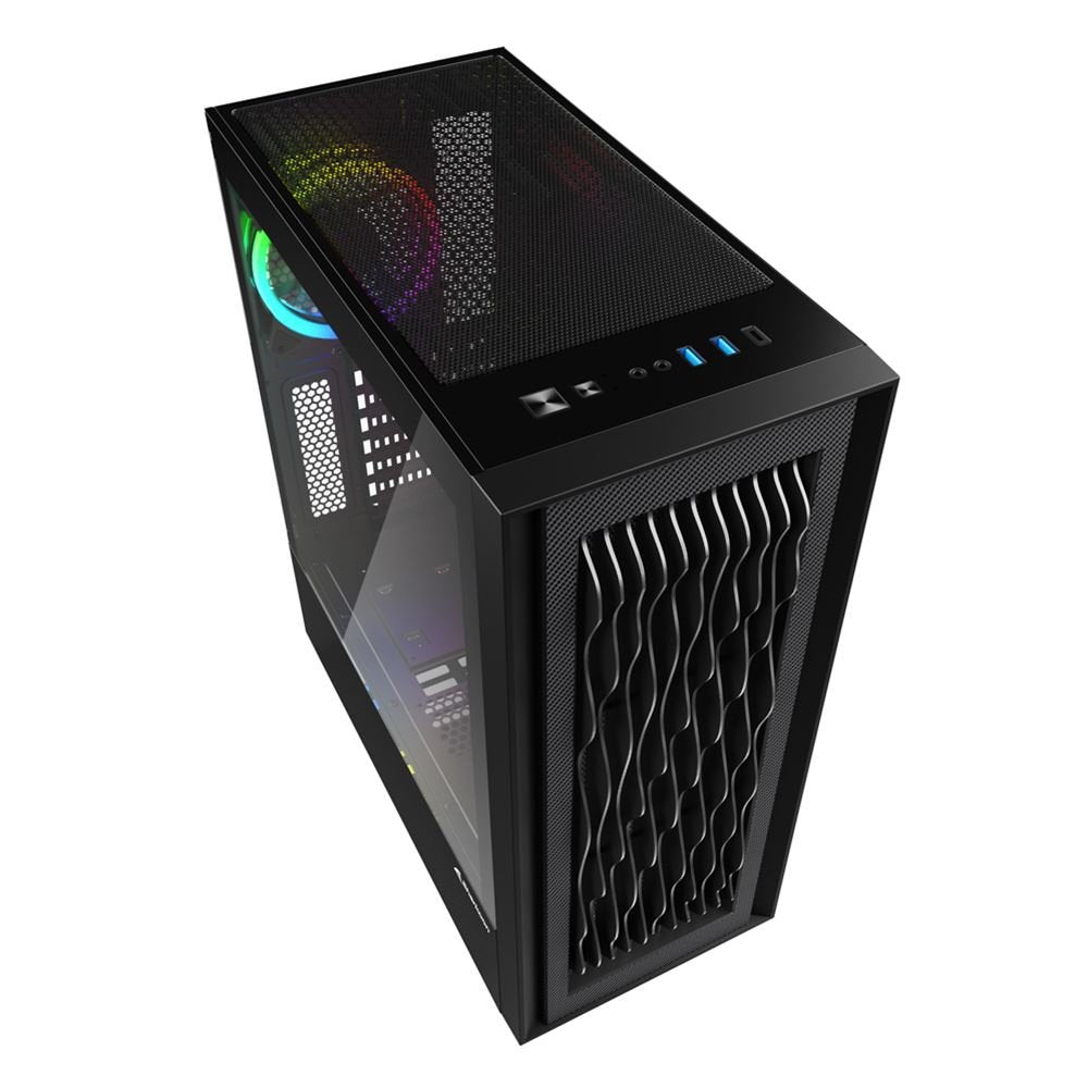 Caja Pc Sharkoon Rgb Wave 2xusb3.0 Rgb Sin Fuente Negro