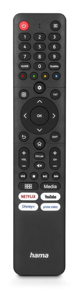Hama Mando A Distancia Para Tv Hisense - Alcance 10m - 45 Botones - Acceso Directo A Plataformas De Streaming -