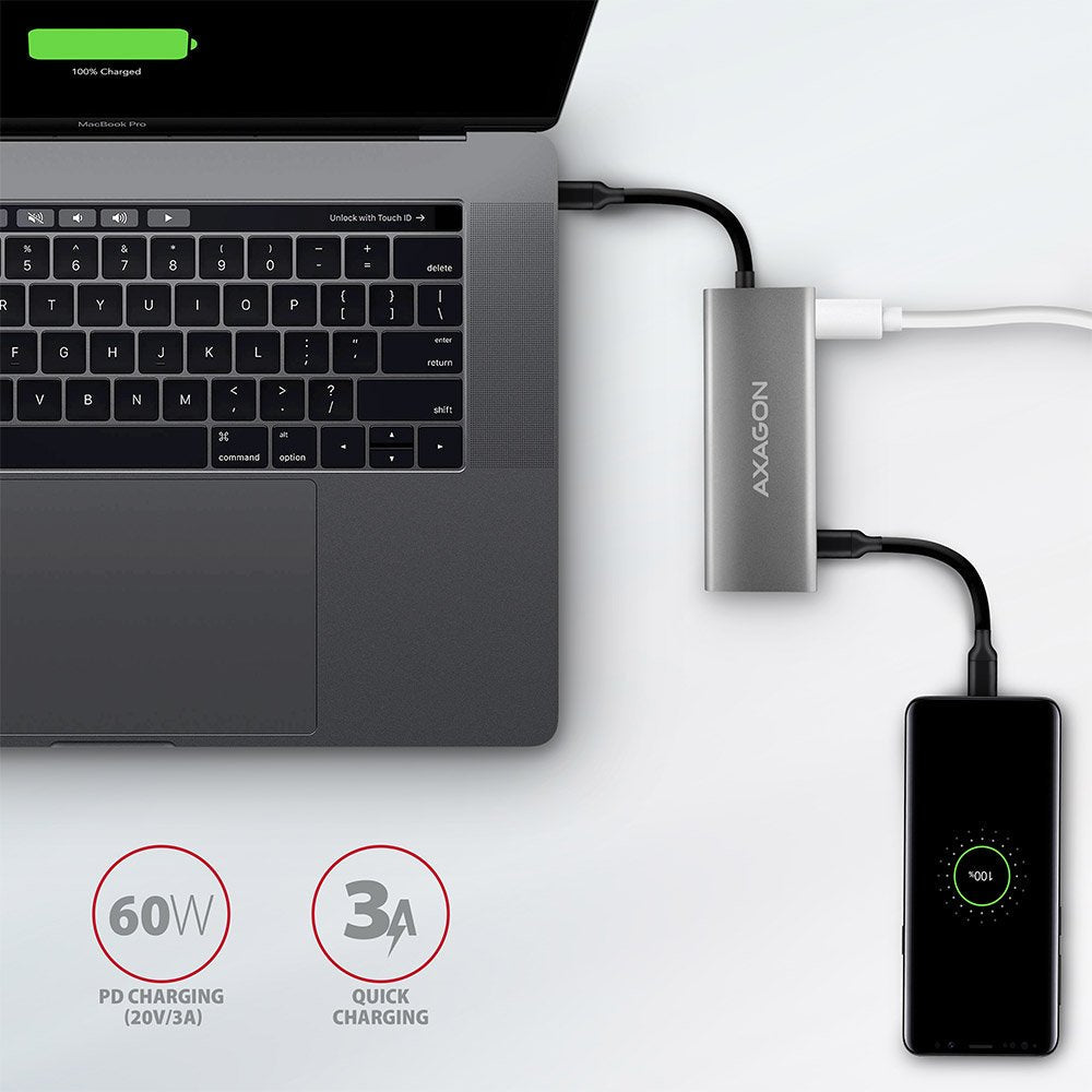 Axagon Hmc-5g2 Multiport-Hub, Usb 3.2 Gen2, Hdmi, 2x Usb-A, 2x Usb-C
