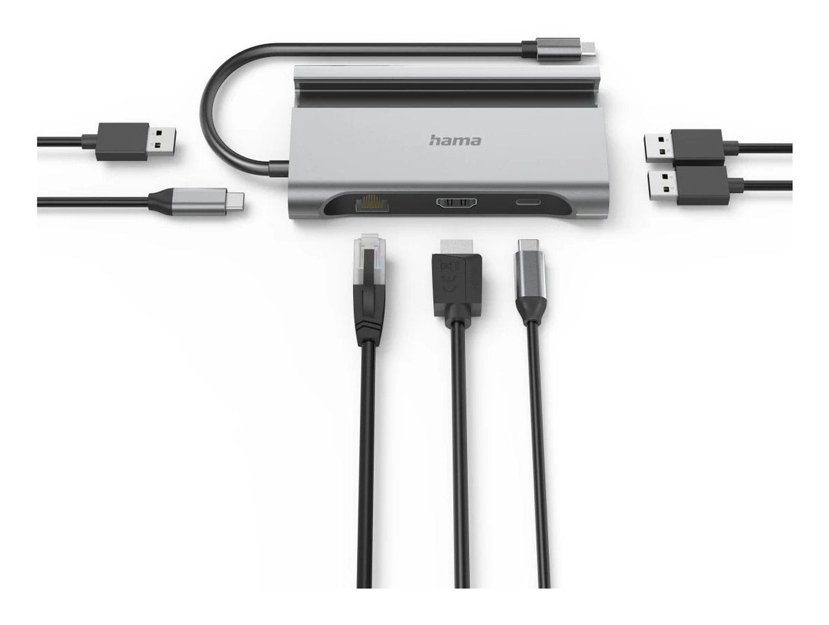 Hama Essential Hub Usb 3.2 - Potencia Maxima 100w - Cable Usb-C Integrado De 15cm - Lan Ethernet 1gbps - Hdmi 4k - 3x