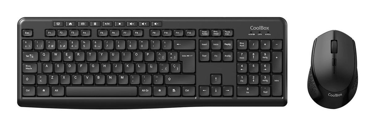 Kit Teclado Español  + Raton Coolbox Inalambrico Multimedia Negro Coo Ktr 03w Coo-Ktr-03w