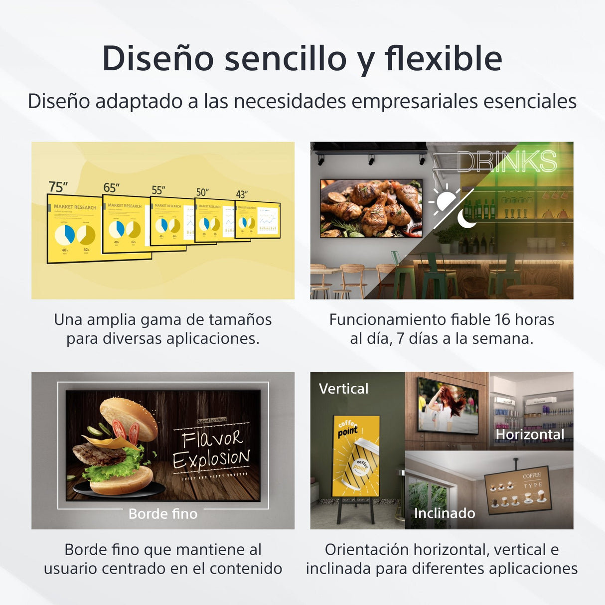 Pantalla De Señalización  Sony Fw-43ez20l  Digital 109,2 Cm [43] Led Wifi 350 Cd / M² 4k Ultra Hd Negro Android 16/7