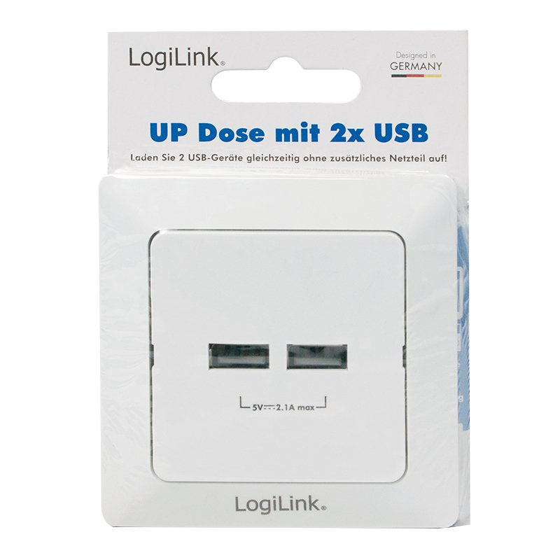 Logilink Pa0163 Toma De Pared Con 2x Puerto Usb Blanco